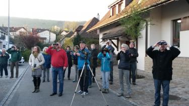 Ob Grünfink oder Rotmilan, die Teilnehmer des Vogelkurses des Natur- und Vogelschutzvereins unter der Leitung von Walter Hohler (Mitte) hatten viel zu beobachten. (Foto: zVg)